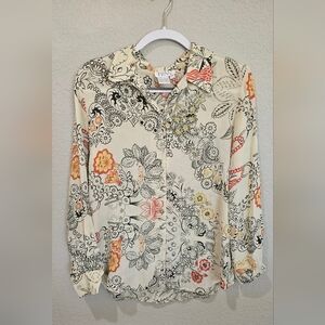 Tess 100% silk vintage floral Patterned Blouse